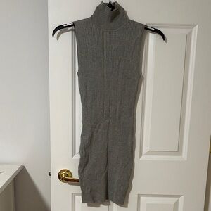 Gray Sleeveless Turtleneck Dress